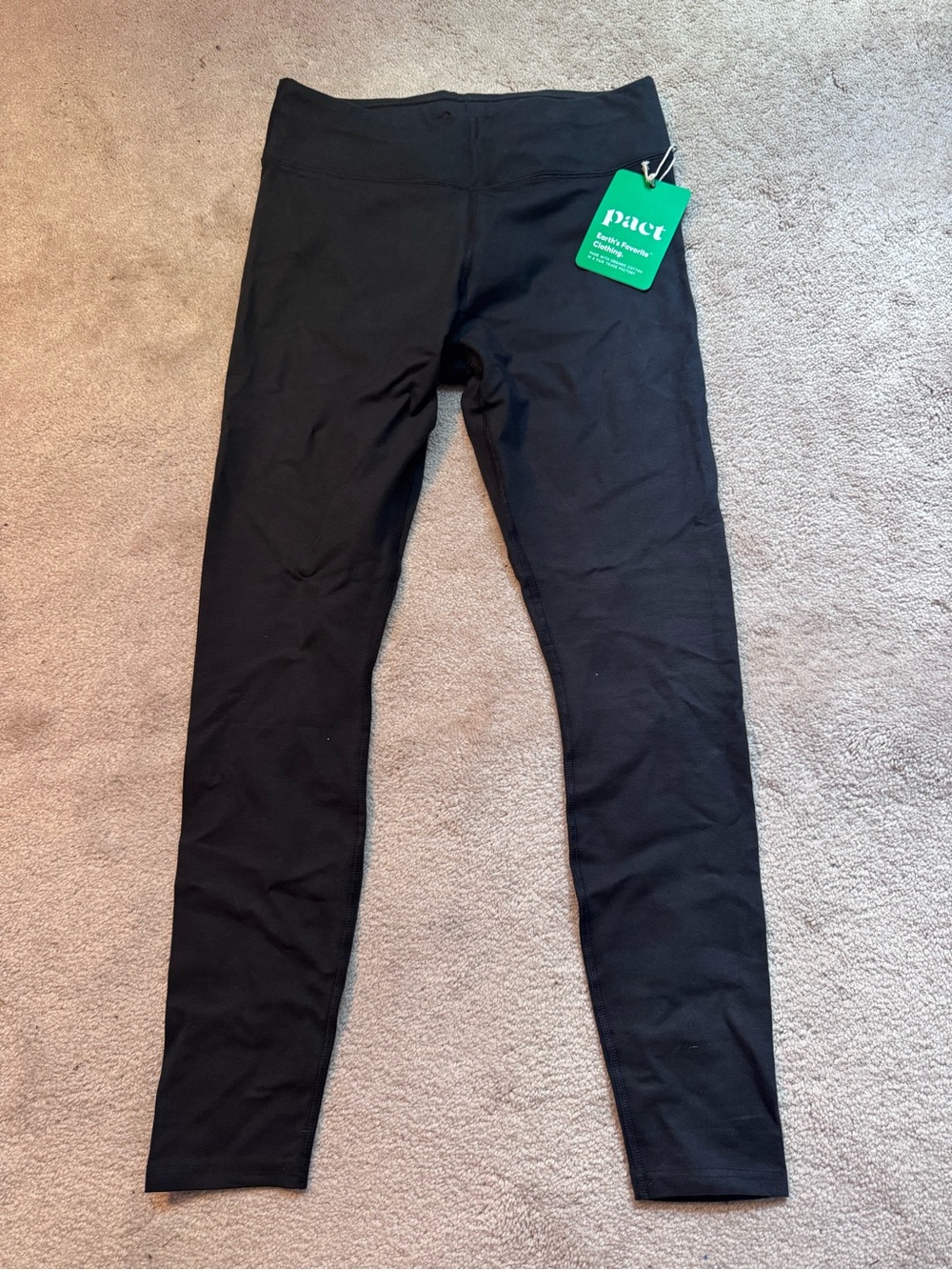 Pact Black Leggings with Green Brand Tag
